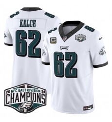 Men Philadelphia Eagles 62 Jason Kelce White 2024 NFC Est Champions With 4 Star C Patch F U S E Vapor Untouchable Limited Stitched Football Jersey Men Philadelphia Eagles 62 Jason Kelce White 2024 NFC Est Champions With 4 Star C Patch F U S E Vapor Untouchable Limited Stitched Football Jersey