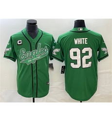 Men Philadelphia Eagles 92 Reggie White Green With C Patch Cool Base Stitched Baseball Jersey Men Philadelphia Eagles 92 Reggie White Green With C Patch Cool Base Stitched Baseball Jersey