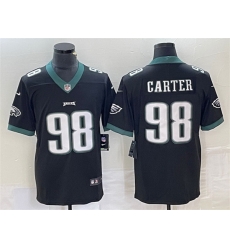 Men Philadelphia Eagles 98 Jalen Carter Black Vapor Limited Stitched Football Jersey Men Philadelphia Eagles 98 Jalen Carter Black Vapor Limited Stitched Football Jersey
