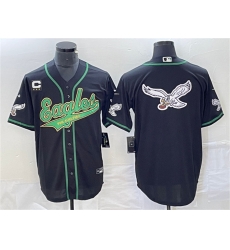 Men Philadelphia Eagles Black Team Big Logo With C Patch Cool Base Stitched Baseball Jersey Men Philadelphia Eagles Black Team Big Logo With C Patch Cool Base Stitched Baseball Jersey
