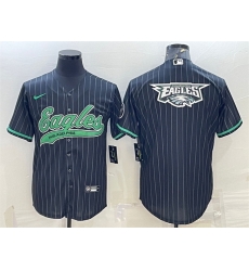 Men Philadelphia Eagles Black Team Big Logo With Patch Cool Base Stitched Baseball Jersey Men Philadelphia Eagles Black Team Big Logo With Patch Cool Base Stitched Baseball Jersey