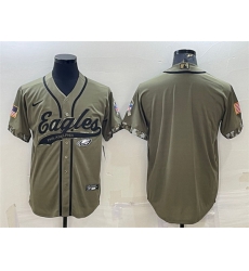 Men Philadelphia Eagles Blank Olive 2022 Salute To Service Cool Base Stitched Baseball Jersey Men Philadelphia Eagles Blank Olive 2022 Salute To Service Cool Base Stitched Baseball Jersey