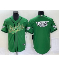 Men Philadelphia Eagles Green Team Big Logo Cool Base Stitched Baseball Jersey Men Philadelphia Eagles Green Team Big Logo Cool Base Stitched Baseball Jersey