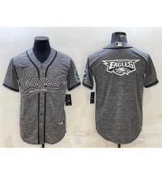 Men Philadelphia Eagles Grey Team Big Logo With Patch Cool Base Stitched Baseball Jersey Men Philadelphia Eagles Grey Team Big Logo With Patch Cool Base Stitched Baseball Jersey
