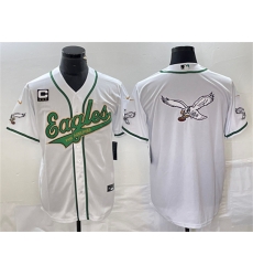 Men Philadelphia Eagles White Gold Team Big Logo With C Patch Cool Base Stitched Baseball Jersey Men Philadelphia Eagles White Gold Team Big Logo With C Patch Cool Base Stitched Baseball Jersey