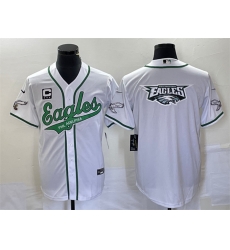 Men Philadelphia Eagles White Team Big Logo With C Patch Cool Base Stitched Baseball Jersey Men Philadelphia Eagles White Team Big Logo With C Patch Cool Base Stitched Baseball Jersey