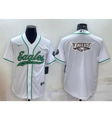 Men Philadelphia Eagles White Team Big Logo With Patch Cool Base Stitched Baseball Jersey Men Philadelphia Eagles White Team Big Logo With Patch Cool Base Stitched Baseball Jersey