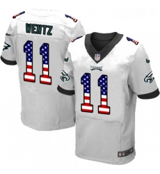 Mens Nike Philadelphia Eagles 11 Carson Wentz Elite White Road USA Flag Fashion NFL Jersey Mens Nike Philadelphia Eagles 11 Carson Wentz Elite White Road USA Flag Fashion NFL Jersey