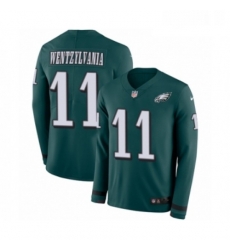 Mens Nike Philadelphia Eagles 11 Carson Wentz Limited Green Therma Long Sleeve Wentzylvania NFL Jersey Mens Nike Philadelphia Eagles 11 Carson Wentz Limited Green Therma Long Sleeve Wentzylvania NFL Jersey