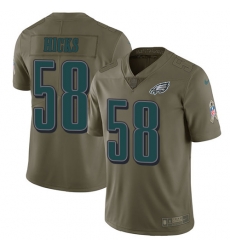 Nike Eagles #58 Jordan Hicks Olive Mens Stitched NFL Limited 2017 Salute To Service Jersey Nike Eagles #58 Jordan Hicks Olive Mens Stitched NFL Limited 2017 Salute To Service Jersey