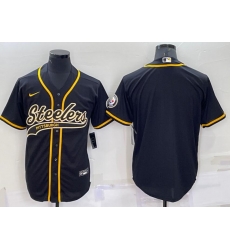 Men PITTSBURGH STEELERS Team Big Logo With Patch Cool Base Stitched Baseball Jersey Black Men PITTSBURGH STEELERS Team Big Logo With Patch Cool Base Stitched Baseball Jersey Black