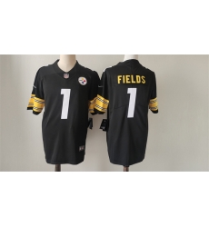 Men Pittsburgh Steelers 1 Justin Fields Black Vapor Untouchable Limited Stitched Jersey Men Pittsburgh Steelers 1 Justin Fields Black Vapor Untouchable Limited Stitched Jersey