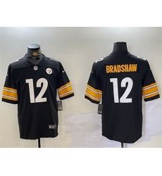 Men Pittsburgh Steelers 12 Terry Bradshaw Black Vapor Untouchable Limited Stitched Football Jersey Men Pittsburgh Steelers 12 Terry Bradshaw Black Vapor Untouchable Limited Stitched Football Jersey