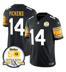 Men Pittsburgh Steelers 14 George Pickens Black 2024 F U S E 50th Anniversary Of Super Bowl IX Vapor Untouchable Limited Stitched Jersey Men Pittsburgh Steelers 14 George Pickens Black 2024 F U S E 50th Anniversary Of Super Bowl IX Vapor Untouchable Limited Stitched Jersey