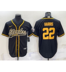 Men Pittsburgh Steelers 22 Najee Harris Black Gold With Patch Cool Base Stitched Baseball Jersey Men Pittsburgh Steelers 22 Najee Harris Black Gold With Patch Cool Base Stitched Baseball Jersey