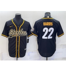 Men Pittsburgh Steelers 22 Najee Harris Black With Patch Cool Base Stitched Baseball Jerseys Men Pittsburgh Steelers 22 Najee Harris Black With Patch Cool Base Stitched Baseball Jerseys