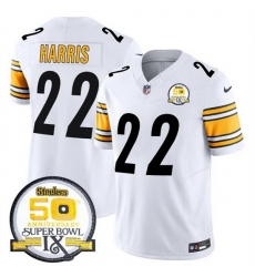 Men Pittsburgh Steelers 22 Najee Harris White 2024 F U S E 50th Anniversary Of Super Bowl IX Alternate Vapor Untouchable Limited Stitched Jersey Men Pittsburgh Steelers 22 Najee Harris White 2024 F U S E 50th Anniversary Of Super Bowl IX Alternate Vapor Untouchable Limited Stitched Jersey