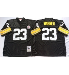 Men Pittsburgh Steelers 23 Mike Wagner Black M&N Throwback Jersey Men Pittsburgh Steelers 23 Mike Wagner Black M&N Throwback Jersey