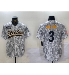 Men Pittsburgh Steelers 3 Russell Wilson 2024 Arctic Camo Salute To Service Stitched Baseball Jersey Men Pittsburgh Steelers 3 Russell Wilson 2024 Arctic Camo Salute To Service Stitched Baseball Jersey
