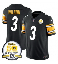 Men Pittsburgh Steelers 3 Russell Wilson Black 2024 F U S E 50th Anniversary Of Super Bowl IX Alternate Vapor Untouchable Limited Stitched Jersey Men Pittsburgh Steelers 3 Russell Wilson Black 2024 F U S E 50th Anniversary Of Super Bowl IX Alternate Vapor Untouchable Limited Stitched Jersey