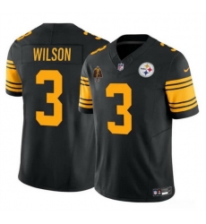 Men Pittsburgh Steelers 3 Russell Wilson Black F U S E With Walter Payton Patch Color Rush Limited Stitched Jersey Men Pittsburgh Steelers 3 Russell Wilson Black F U S E With Walter Payton Patch Color Rush Limited Stitched Jersey