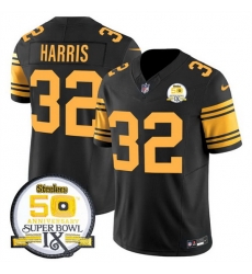 Men Pittsburgh Steelers 32 Franco Harris Black 2024 F U S E 50th Anniversary Of Super Bowl IX Color Rush Limited Stitched Jersey Men Pittsburgh Steelers 32 Franco Harris Black 2024 F U S E 50th Anniversary Of Super Bowl IX Color Rush Limited Stitched Jersey