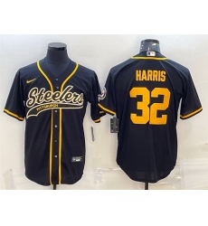 Men Pittsburgh Steelers 32 Franco Harris Black Gold With Patch Cool Base Stitched Baseball Jersey Men Pittsburgh Steelers 32 Franco Harris Black Gold With Patch Cool Base Stitched Baseball Jersey