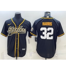 Men Pittsburgh Steelers 32 Franco Harris Black With Patch Cool Base Stitched Baseball JerseyS Men Pittsburgh Steelers 32 Franco Harris Black With Patch Cool Base Stitched Baseball JerseyS