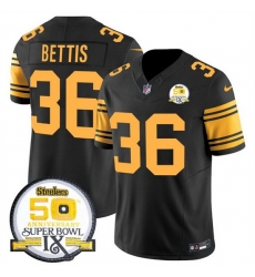 Men Pittsburgh Steelers 36 Jerome Bettis Black 2024 F U S E 50th Anniversary Of Super Bowl IX Color Rush Limited Stitched Jersey Men Pittsburgh Steelers 36 Jerome Bettis Black 2024 F U S E 50th Anniversary Of Super Bowl IX Color Rush Limited Stitched Jersey