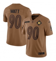 Men Pittsburgh Steelers 90 T J Watt 2023 Brown Salute To Service Limited Jersey Men Pittsburgh Steelers 90 T J Watt 2023 Brown Salute To Service Limited Jersey
