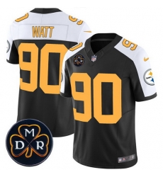 Men Pittsburgh Steelers 90 T J Watt Black F U S E DMR Patch Untouchable Limited Stitched Football Jersey Men Pittsburgh Steelers 90 T J Watt Black F U S E DMR Patch Untouchable Limited Stitched Football Jersey