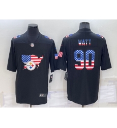 Men Pittsburgh Steelers 90 T J Watt Black USA Flag Limited Stitched Jersey Men Pittsburgh Steelers 90 T J Watt Black USA Flag Limited Stitched Jersey
