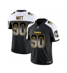 Men Pittsburgh Steelers 90 T J Watt Black White 2023 F U S E Smoke Vapor Untouchable Limited Stitched Jersey Men Pittsburgh Steelers 90 T J Watt Black White 2023 F U S E Smoke Vapor Untouchable Limited Stitched Jersey