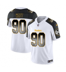 Men Pittsburgh Steelers 90 T J Watt White Black 2023 F U S E Smoke Vapor Untouchable Limited Stitched Jersey Men Pittsburgh Steelers 90 T J Watt White Black 2023 F U S E Smoke Vapor Untouchable Limited Stitched Jersey