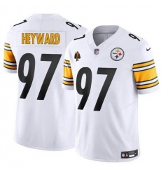 Men Pittsburgh Steelers 97 Cameron Heyward White F U S E With Walter Payton Patch Vapor Untouchable Limited Stitched Jersey Men Pittsburgh Steelers 97 Cameron Heyward White F U S E With Walter Payton Patch Vapor Untouchable Limited Stitched Jersey