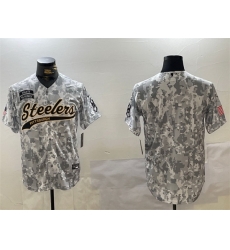 Men Pittsburgh Steelers Blank 2024 Arctic Camo Salute To Service Stitched Baseball Jersey Men Pittsburgh Steelers Blank 2024 Arctic Camo Salute To Service Stitched Baseball Jersey