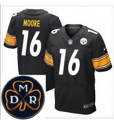 Men's Nike Pittsburgh Steelers #16 Lance Moore Black Team Color NFL Elite MDR Dan Rooney Patch Jersey Men's Nike Pittsburgh Steelers #16 Lance Moore Black Team Color NFL Elite MDR Dan Rooney Patch Jersey