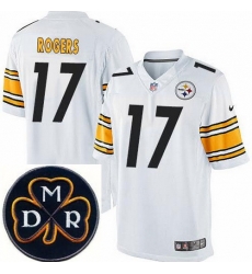 Men's Nike Pittsburgh Steelers #17 Eli Rogers Elite White NFL MDR Dan Rooney Patch Jersey Men's Nike Pittsburgh Steelers #17 Eli Rogers Elite White NFL MDR Dan Rooney Patch Jersey