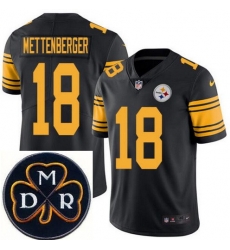 Men's Nike Pittsburgh Steelers #18 Zach Mettenberger Elite Black Rush NFL MDR Dan Rooney Patch Jersey Men's Nike Pittsburgh Steelers #18 Zach Mettenberger Elite Black Rush NFL MDR Dan Rooney Patch Jersey