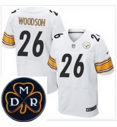 Men's Nike Pittsburgh Steelers #26 Rod Woodson White NFL Elite MDR Dan Rooney Patch Jersey Men's Nike Pittsburgh Steelers #26 Rod Woodson White NFL Elite MDR Dan Rooney Patch Jersey