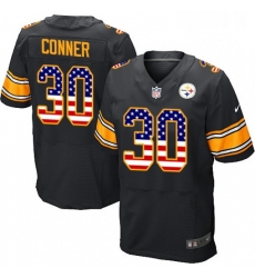 Mens Nike Pittsburgh Steelers 30 James Conner Elite Black Home USA Flag Fashion NFL Jersey Mens Nike Pittsburgh Steelers 30 James Conner Elite Black Home USA Flag Fashion NFL Jersey