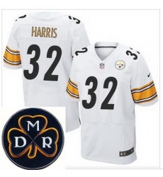 Men's Nike Pittsburgh Steelers #32 Franco Harris White NFL Elite MDR Dan Rooney Patch Jersey Men's Nike Pittsburgh Steelers #32 Franco Harris White NFL Elite MDR Dan Rooney Patch Jersey