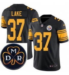 Men's Nike Pittsburgh Steelers #37 Carnell Lake Elite Black Rush NFL MDR Dan Rooney Patch Jersey Men's Nike Pittsburgh Steelers #37 Carnell Lake Elite Black Rush NFL MDR Dan Rooney Patch Jersey