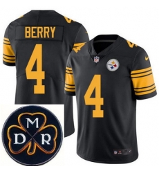 Men's Nike Pittsburgh Steelers #4 Jordan Berry Elite Black Rush NFL MDR Dan Rooney Patch Jersey Men's Nike Pittsburgh Steelers #4 Jordan Berry Elite Black Rush NFL MDR Dan Rooney Patch Jersey