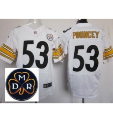 Men's Nike Pittsburgh Steelers #53 Maurkice Pouncey White Elite MDR Dan Rooney Patch Jerseys Men's Nike Pittsburgh Steelers #53 Maurkice Pouncey White Elite MDR Dan Rooney Patch Jerseys