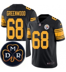 Men's Nike Pittsburgh Steelers #68 L.C. Greenwood Elite Black Rush NFL MDR Dan Rooney Patch Jersey Men's Nike Pittsburgh Steelers #68 L.C. Greenwood Elite Black Rush NFL MDR Dan Rooney Patch Jersey