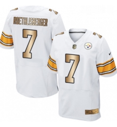 Mens Nike Pittsburgh Steelers 7 Ben Roethlisberger Elite WhiteGold NFL Jersey Mens Nike Pittsburgh Steelers 7 Ben Roethlisberger Elite WhiteGold NFL Jersey