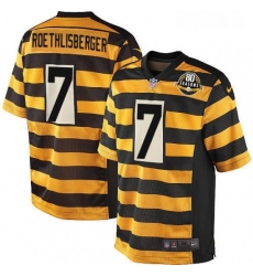 Mens Nike Pittsburgh Steelers 7 Ben Roethlisberger Game YellowBlack Alternate 80TH Anniversary Throwback NFL Jersey Mens Nike Pittsburgh Steelers 7 Ben Roethlisberger Game YellowBlack Alternate 80TH Anniversary Throwback NFL Jersey