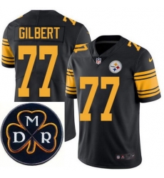 Men's Nike Pittsburgh Steelers #77 Marcus Gilbert Elite Black Rush NFL MDR Dan Rooney Patch Jersey Men's Nike Pittsburgh Steelers #77 Marcus Gilbert Elite Black Rush NFL MDR Dan Rooney Patch Jersey