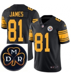 Men's Nike Pittsburgh Steelers #81 Jesse James Elite Black Rush NFL MDR Dan Rooney Patch Jersey Men's Nike Pittsburgh Steelers #81 Jesse James Elite Black Rush NFL MDR Dan Rooney Patch Jersey